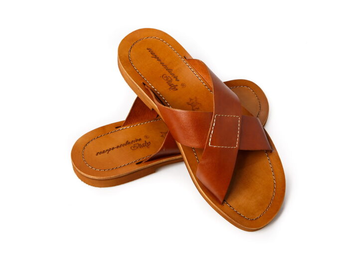 Wygodne lekkie włoskie skórzane klapki męskie obuwie letnnie japonki sandały beżowe brązowy toffi 39-45 [ 859-03 Beige]