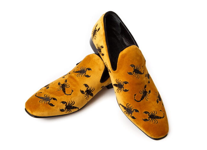 Lordsy mokasyny męskie skórzane zamszowe wsuwane unikat haft [MODEL: 1217-15 Senape]