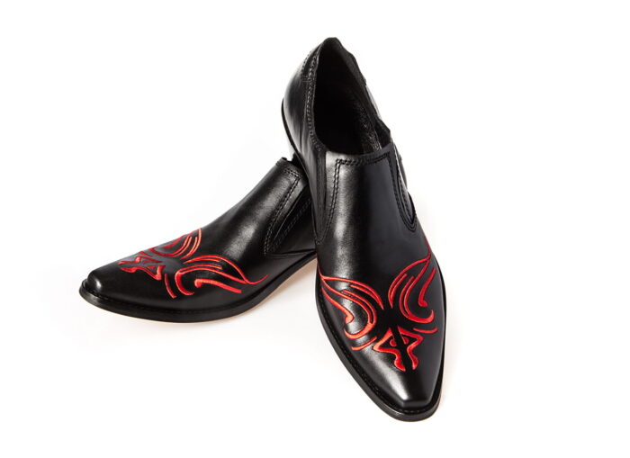 Włoskie kowbojki męskie skórzane haft unikat  [MODEL: 812-01 Nero haft]