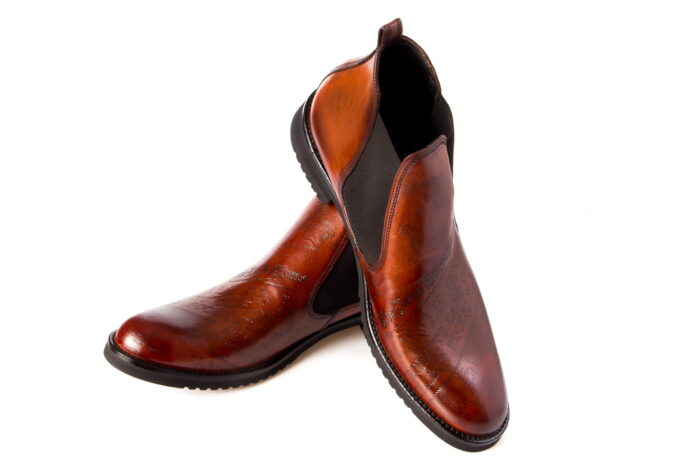 Wsuwane botki męskie skórzane włoskie ręcznie malowane unikat sztyblety 39-45 [MODEL: 1211-03 Brown]