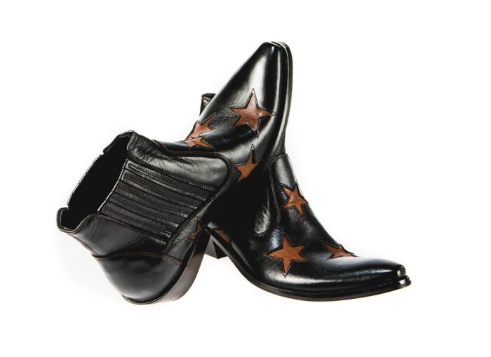 Włoskie kowbojki męskie skórzane wysokie czarne na motor [MODEL: 810G-01 Nero]