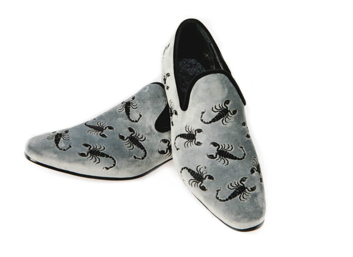 Włoskie lordsy mokasyny męskie skórzane aksamit popiel [MODEL: 1217-82 Grigio]