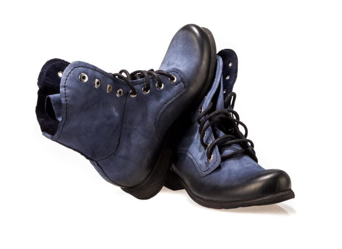 Wysokie trzewiki glany botki męskie skórzane granatowe old [MODEL: 736-93 Blue]