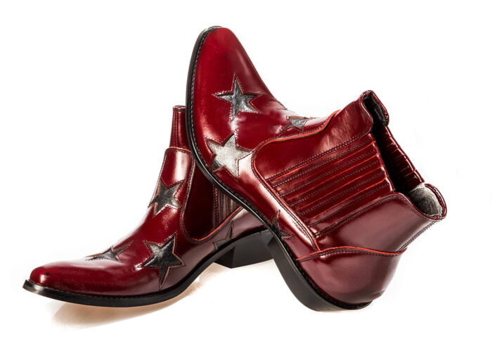 Włoskie kowbojki męskie skórzane wysokie czarne wiśnia [MODEL: 810G-01-11 Nero rosso]