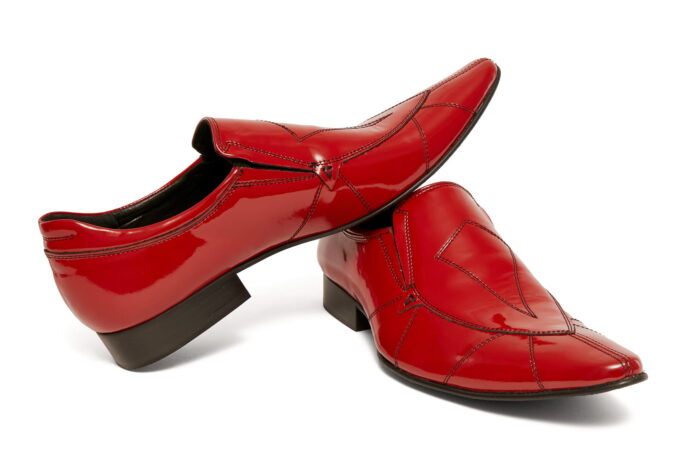 Wizytowe wsuwane czerwone lakierki skórzane półbuty męskie [MODEL: 1022-11 rosso wernicze