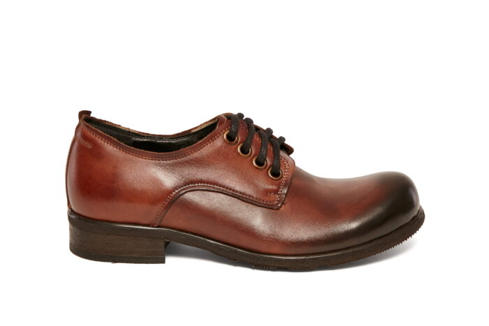 Sznurowane półbuty męskie glany Colin Farrell old niskie brązowe skórzane [MODEL: 729-3 Brown]