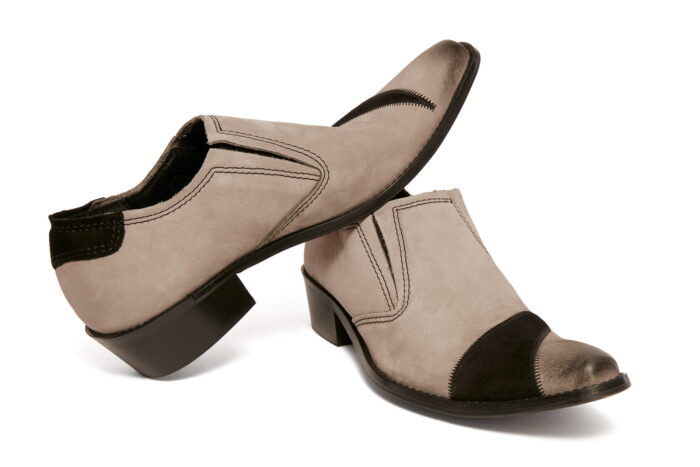 Kowbojki męskie skórzane niskie wsuwane old wyższy obcas popiel [MODEL: 1030-82 Grigio]