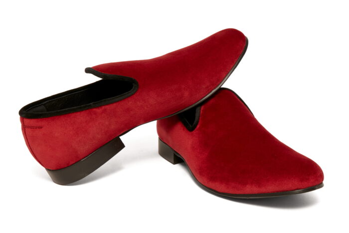 Wizytowe wsuwane lordsy męskie mokasyny aksamit bordowe [MODEL: 1217-12 bordo]