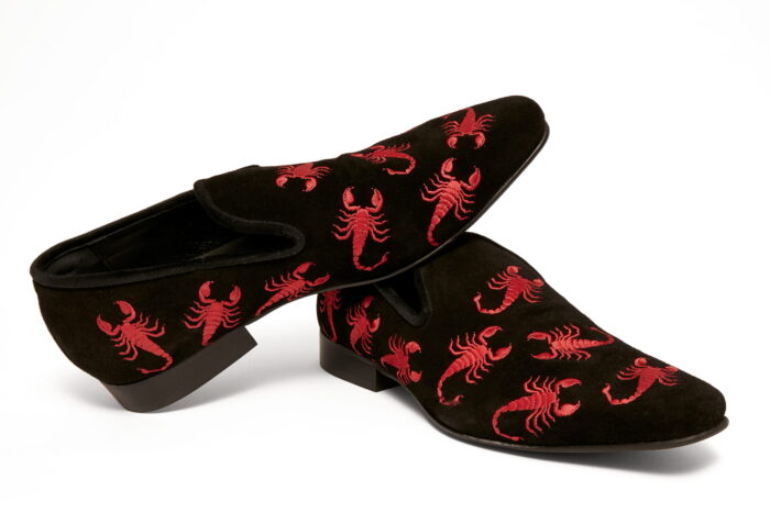 Włoskie lordsy mokasyny męskie skórzane aksamit czarne [MODEL: 1217-01-11]