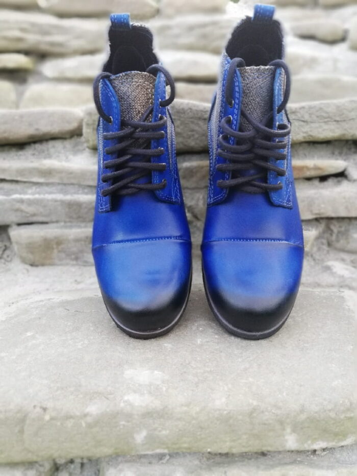 Botki blue skórzane kozaki sznurowane old glany trzewiki ocieplane [MODEL: 826-94 blue]