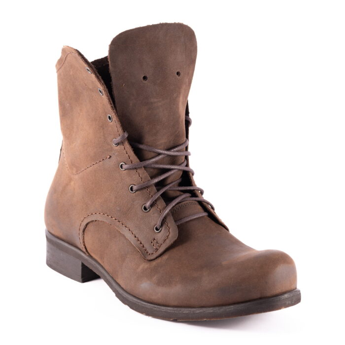 Wysokie brązowe skórzane botki trzewiki old glany kozaki [MODEL: 736-03 brown kreizi]