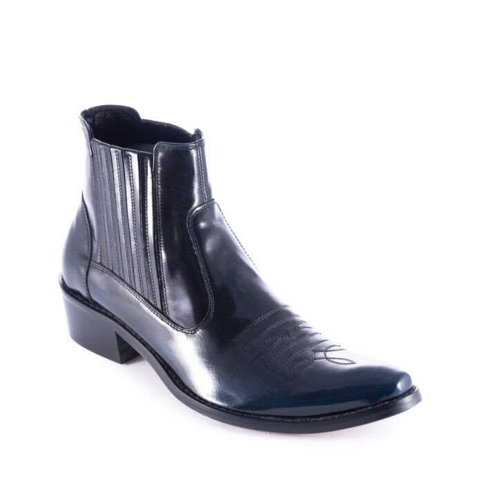 Wysokie na motor skóra coowboy boots granatowe wysokie kowbojki botki [MODEL: 810-93 florentic]