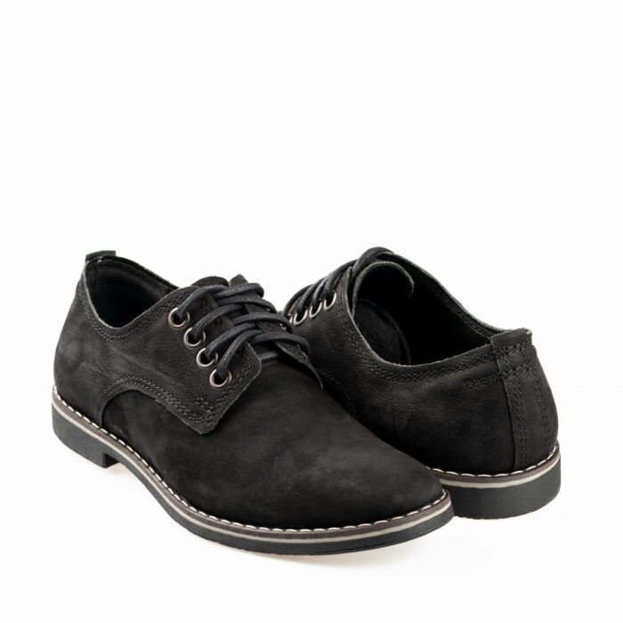 Sznurowne półbuty męskie skórzane czarne wzory casual [MODEL: 1214-01 Nero kreizi]