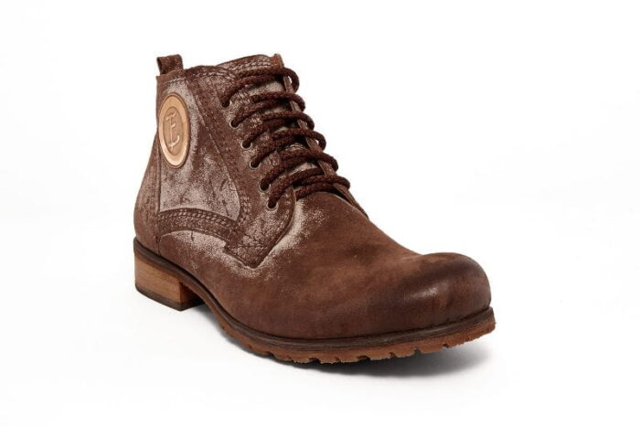 Półbuty włoskie glany męskie wysokie brązowe sznurowane skóra przecierana [MODEL: 826-03 Viszi Krepa]