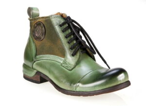 Półbuty włoskie glany męskie wysokie zielone sznurowane skórkowe [MODEL: 826-16 Green King]