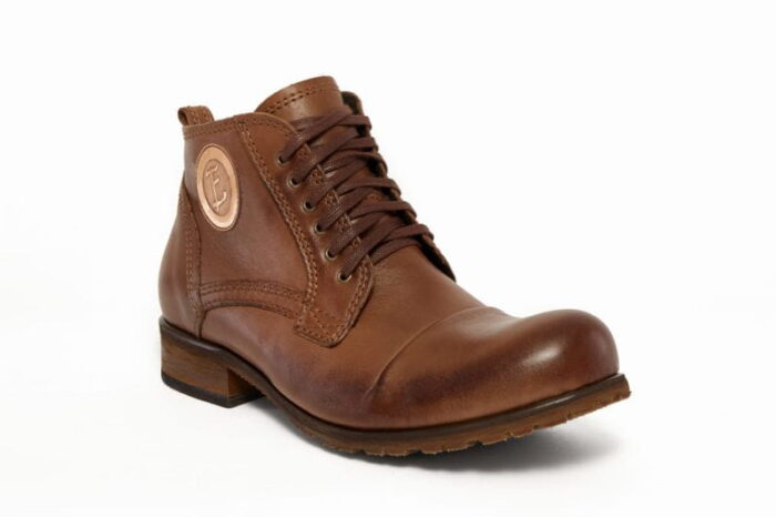 Półbuty włoskie glany męskie wysokie brązowe sznurowane skórkowe [MODEL: 826-03 Krepa]