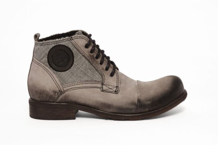 Półbuty włoskie glany męskie wysokie popiel sznurowane skórkowe [MODEL: 826-82 Grigio]