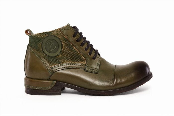 Półbuty włoskie glany męskie wysokie zielone sznurowane skórkowe [MODEL: 826-16 Oliwka]