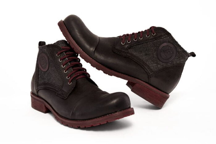 Półbuty włoskie glany męskie wysokie czarne bordowe sznurowane skóra [MODEL: 826-01 Bordo Krepa]